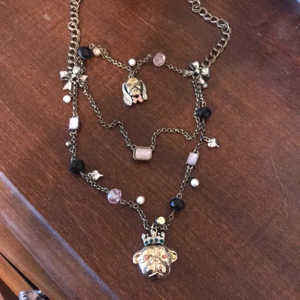 Betsey Johnson 3 layered necklace with dog charms